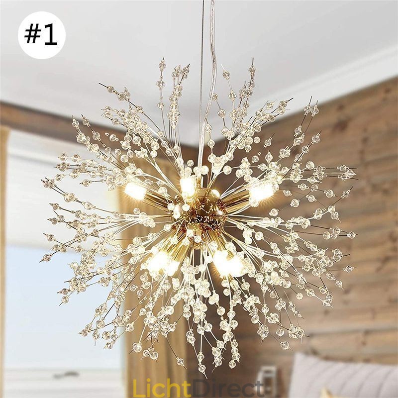 Vuurwerk kroonluchter 8 lampen paardenbloem hanglamp