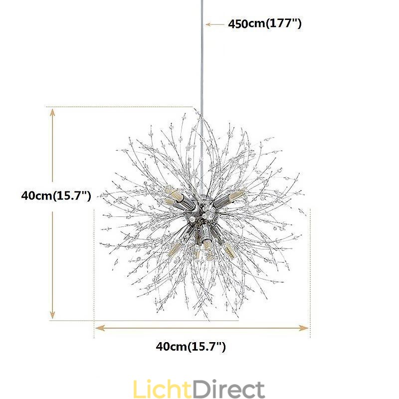 Vuurwerk kroonluchter 8 lampen paardenbloem hanglamp