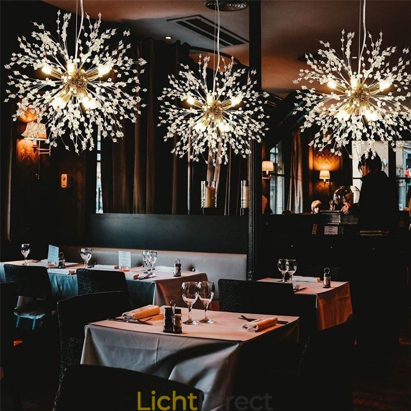 Vuurwerk kroonluchter 8 lampen paardenbloem hanglamp