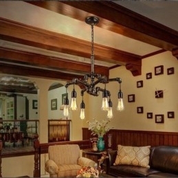 6 Licht Retro Industriële Vintage Waterpijp Hanglamp Kroonluchter Landelijke Rustieke Stijl