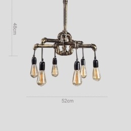 6 Licht Retro Industriële Vintage Waterpijp Hanglamp Kroonluchter Landelijke Rustieke Stijl