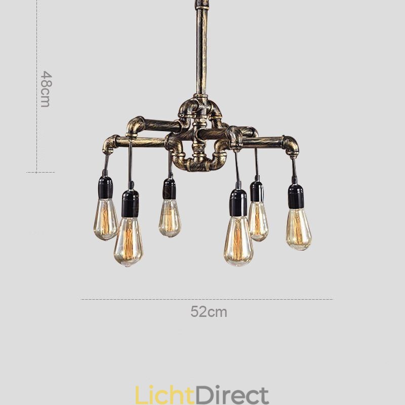 6 Licht Retro Industriële Vintage Waterpijp Hanglamp Kroonluchter Landelijke Rustieke Stijl