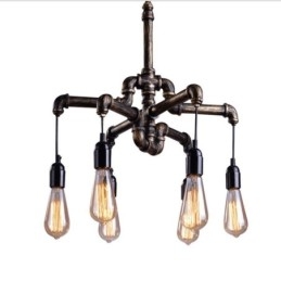 6 Licht Retro Industriële Vintage Waterpijp Hanglamp Kroonluchter Landelijke Rustieke Stijl