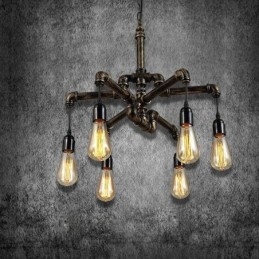 6 Licht Retro Industriële Vintage Waterpijp Hanglamp Kroonluchter Landelijke Rustieke Stijl