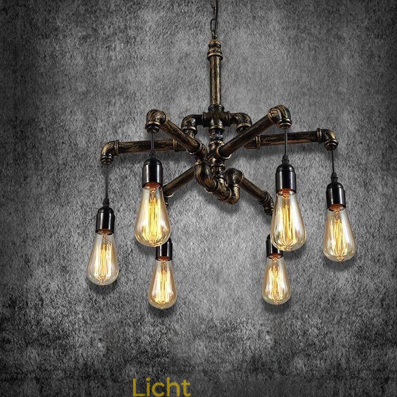 6 Licht Retro Industriële Vintage Waterpijp Hanglamp Kroonluchter Landelijke Rustieke Stijl