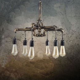 6 Licht Retro Industriële Vintage Waterpijp Hanglamp Kroonluchter Landelijke Rustieke Stijl