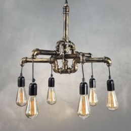 6 Licht Retro Industriële Vintage Waterpijp Hanglamp Kroonluchter Landelijke Rustieke Stijl