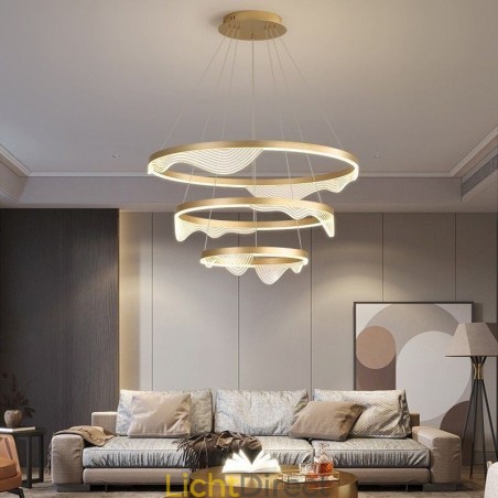 Hanglamp Golden Wave Ripple Hanglamp 3 Lichts Hanglamp Golden Wave Ripple Hanglamp 3 Lichts