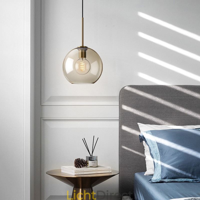 Glazen hanglamp Minimalistische cognackleurige decoratieve glazen lamp