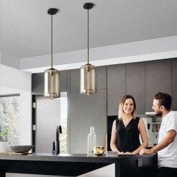 Glazen hanglamp Minimalistische cognackleurige decoratieve glazen lamp