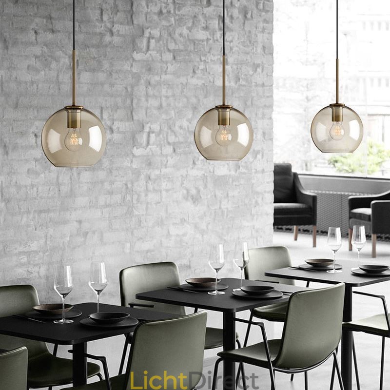 Glazen hanglamp Minimalistische cognackleurige decoratieve glazen lamp