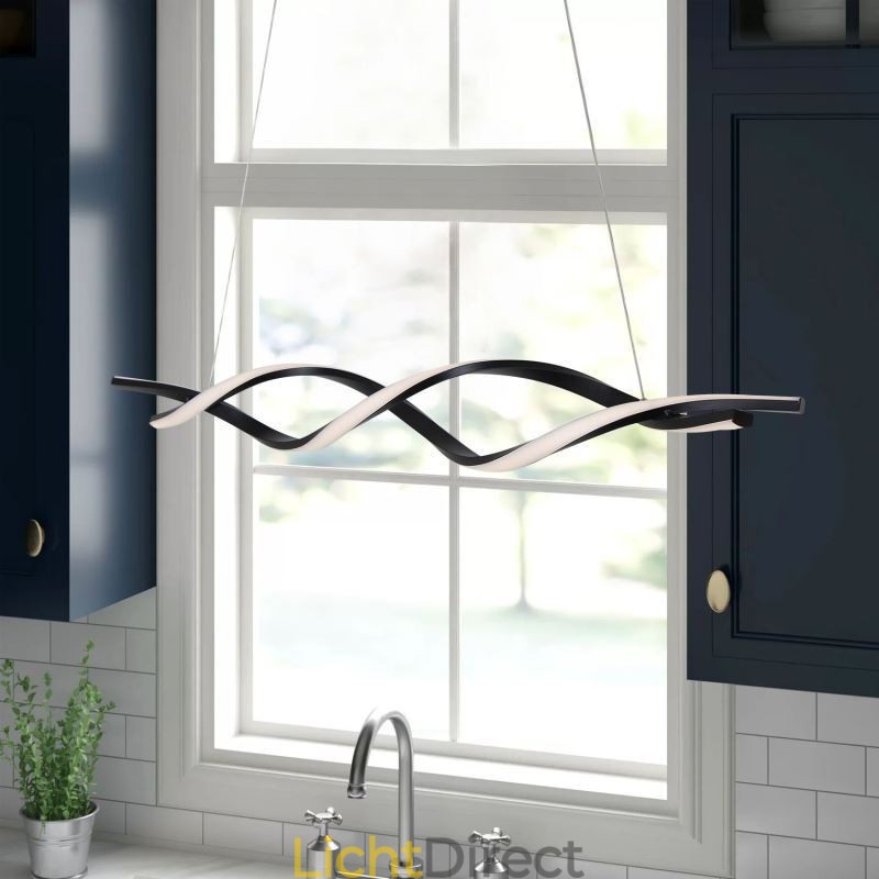 Moderne hanglamp in zwarte golfvorm, hanglampen