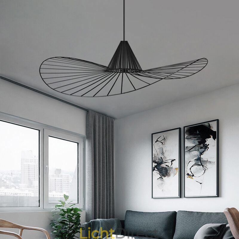 IJzeren hanglamp Eenvoudige strohoedlamp 1 licht