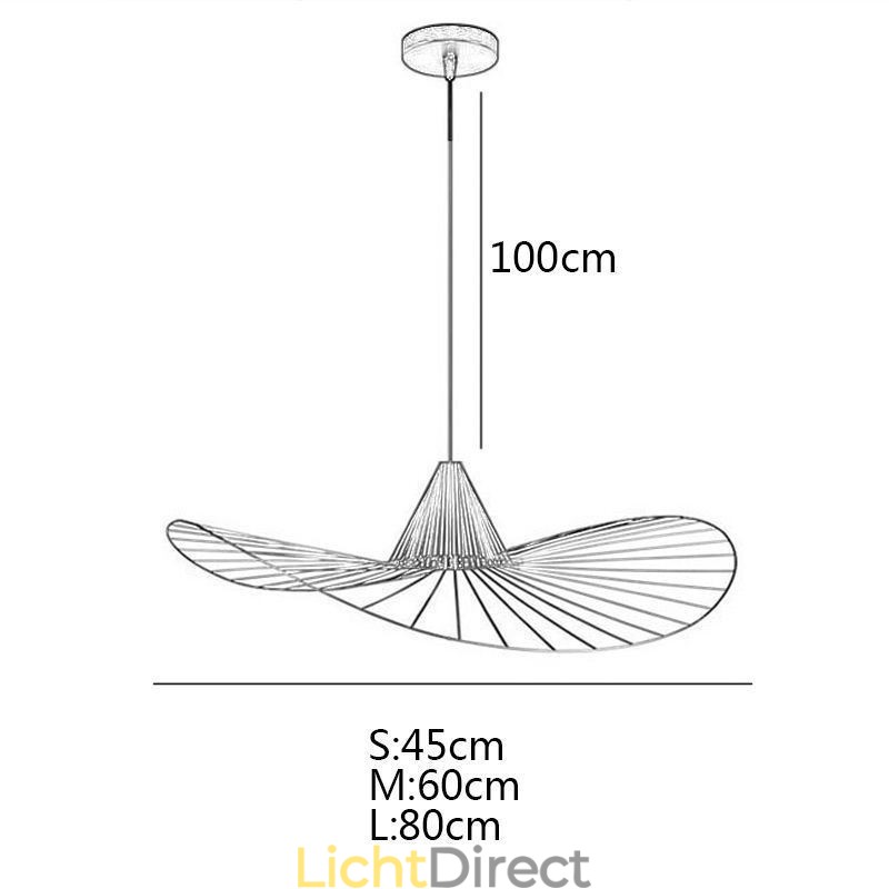 IJzeren hanglamp Eenvoudige strohoedlamp 1 licht