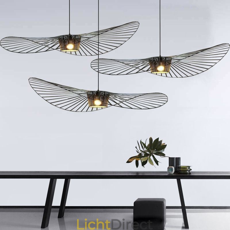 IJzeren hanglamp strohoedlamp 1 licht