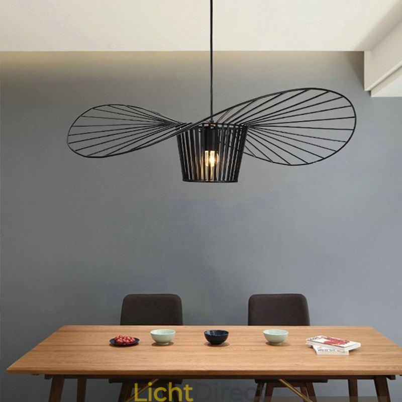 IJzeren hanglamp strohoedlamp 1 licht