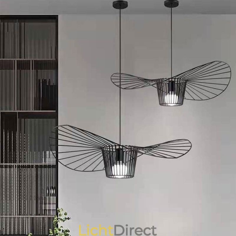 IJzeren hanglamp strohoedlamp 1 licht