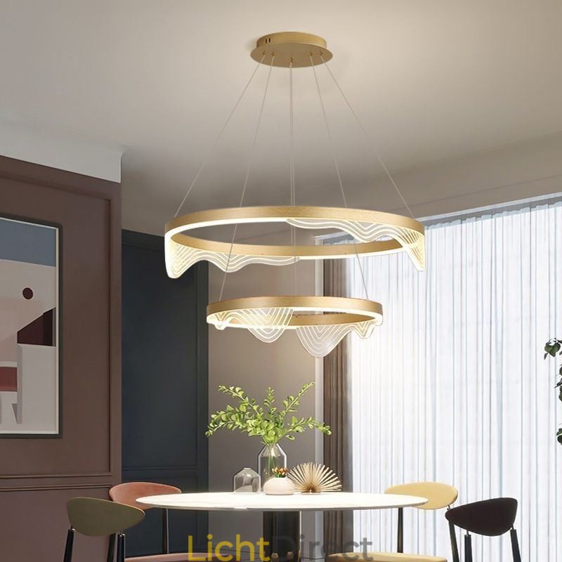 Golden Wave Ripple Hanglamp Plafondlamp 2 Lichten