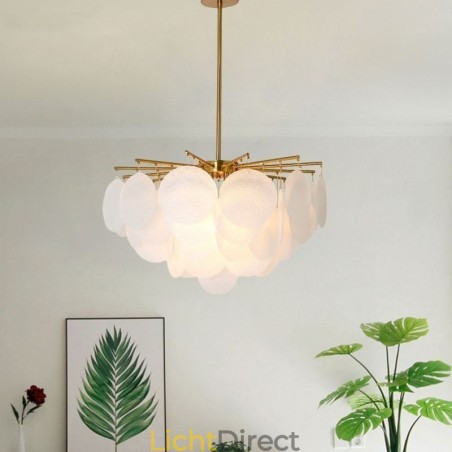 Moderne hanglamp met 6 lampen en glazen vorm