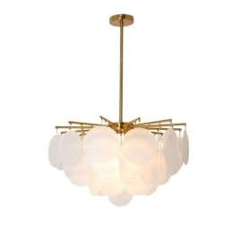 Moderne hanglamp met 6 lampen en glazen vorm