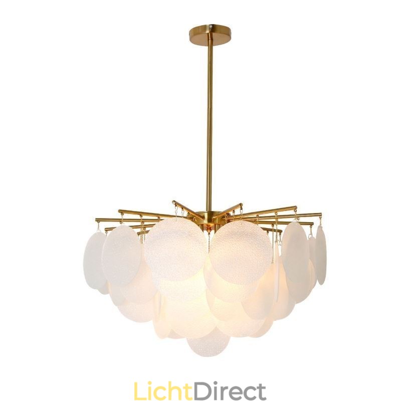 Moderne hanglamp met 6 lampen en glazen vorm