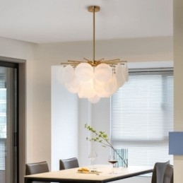 Moderne hanglamp met 6 lampen en glazen vorm