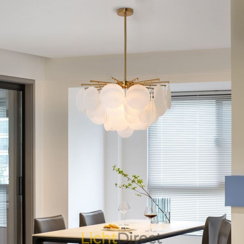 Moderne hanglamp met 6 lampen en glazen vorm