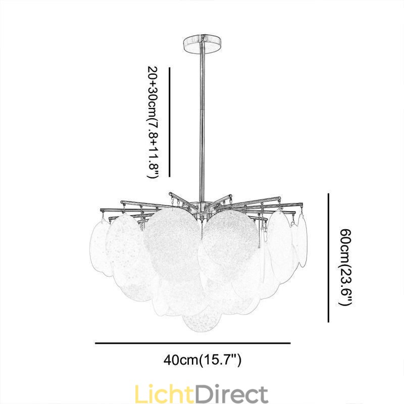 Moderne hanglamp met 6 lampen en glazen vorm