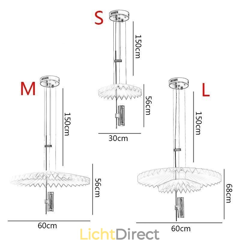 Moderne geplooide hanglamp, decoratieve verlichting van acryl