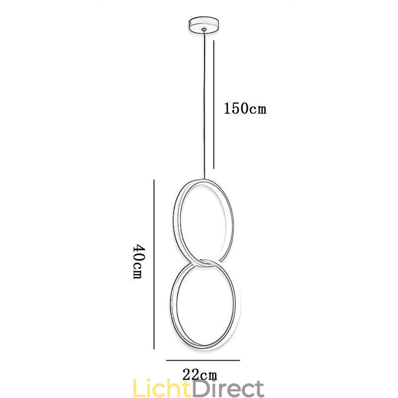 Minimalistische dubbele ring hanglamp
