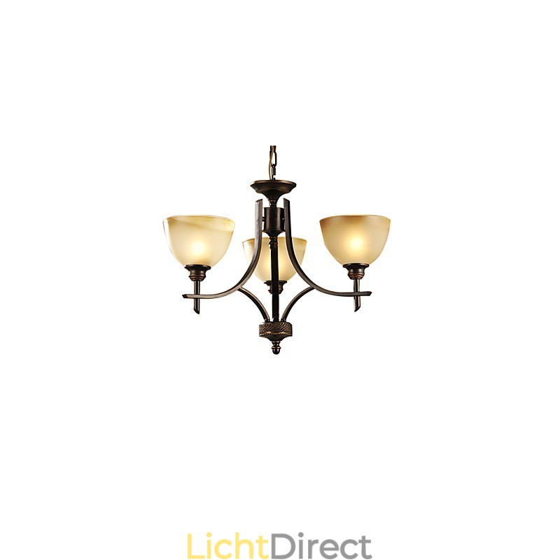 Elegante kroonluchter met 3 lampen in warm licht
