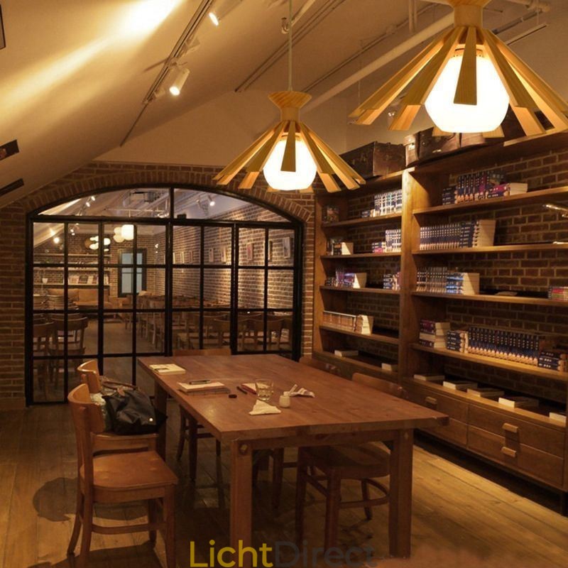 Eenvoudige stijl houten hanglamp