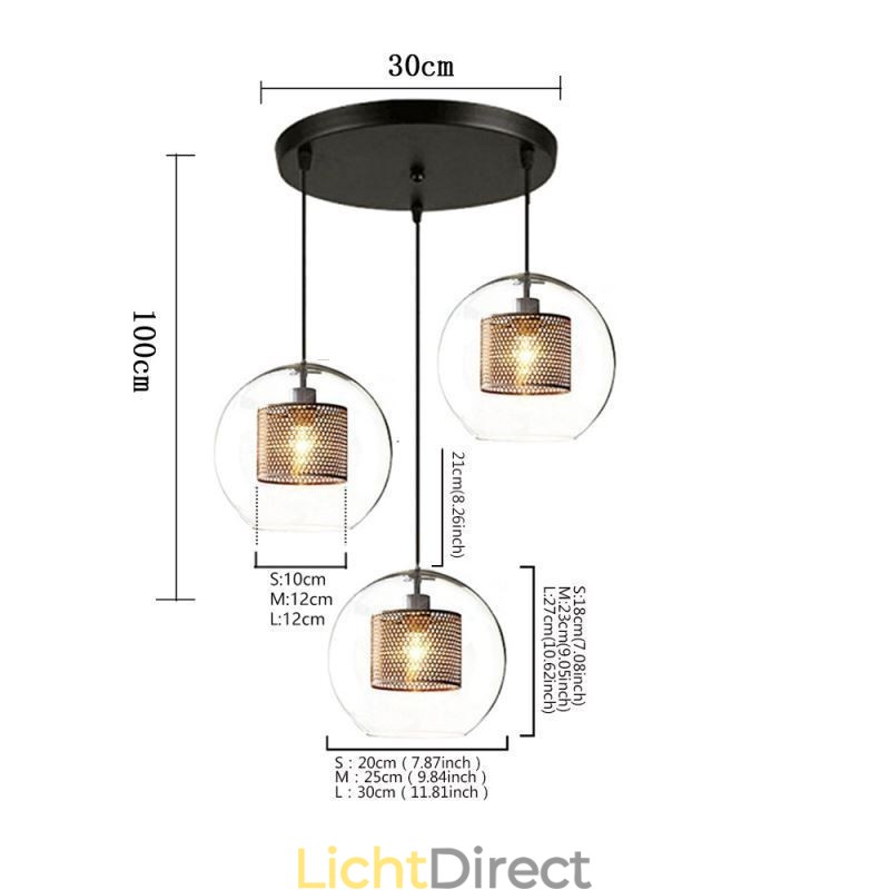 Minimalistische glazen cluster hanglamp 3 lichts plafondlamp eiland