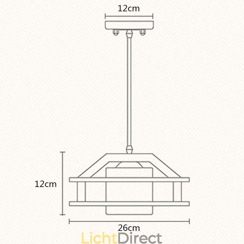 Hanglamp van eikenhout in Scandinavische stijl met lampenkap van matglas Cafe