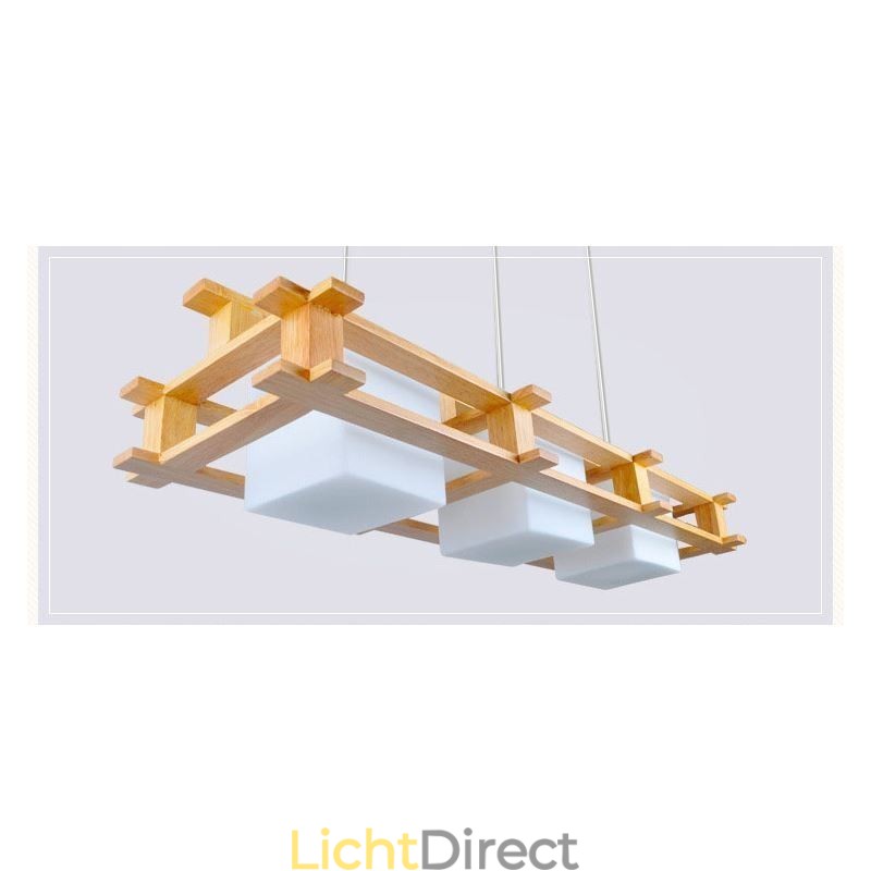 Creatieve 3-lichts eikenhouten hanglamp Decoratieve houten plafondlamp Café