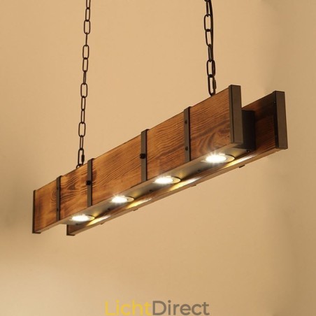 Hanglamp in industriële stijl, rechthoekig, houten plafondlamp, eiland Hanglamp in industriële stijl, rechthoekig, houten plafondlamp, eiland