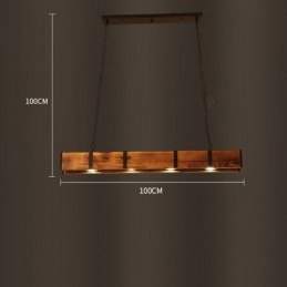 Hanglamp in industriële stijl, rechthoekig, houten plafondlamp, eiland