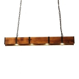 Hanglamp in industriële stijl, rechthoekig, houten plafondlamp, eiland