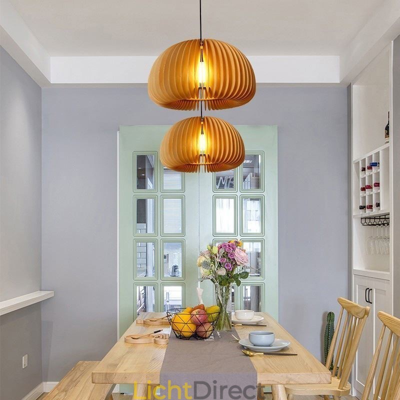 Retro Stijl Hanglamp Lindehouten Pompoen Hanglamp