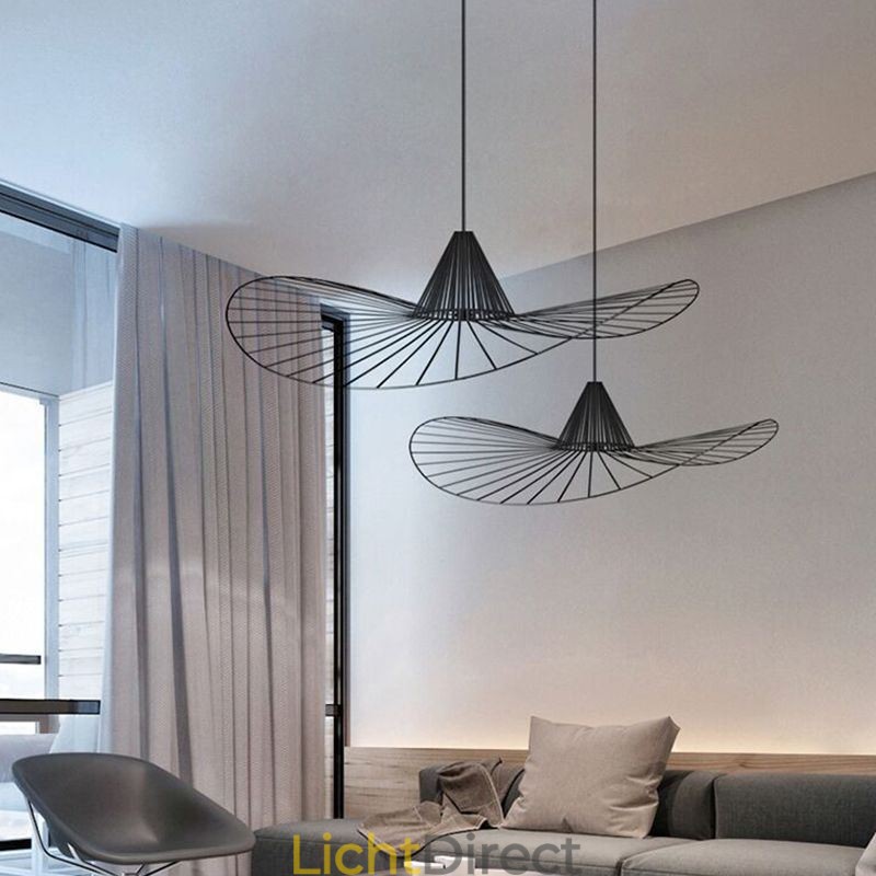 IJzeren hanglamp Eenvoudige strohoedlamp 1 licht