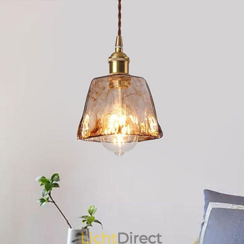 Unieke Mini Glazen Hanglamp Japanse Stijl Amberkleurige Decoratieve Verlichting