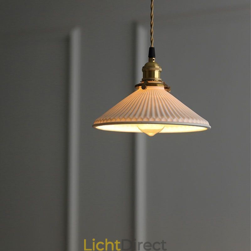 Japanse stijl keramiek hanglamp retro geplooide hanglamp