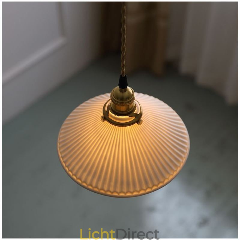 Japanse stijl keramiek hanglamp retro geplooide hanglamp