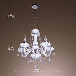 Elegante kristallen kroonluchter met 5 lampen in wit