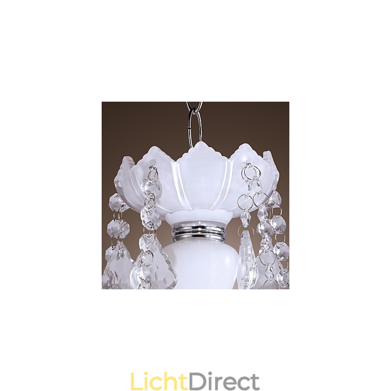 Elegante kristallen kroonluchter met 5 lampen in wit
