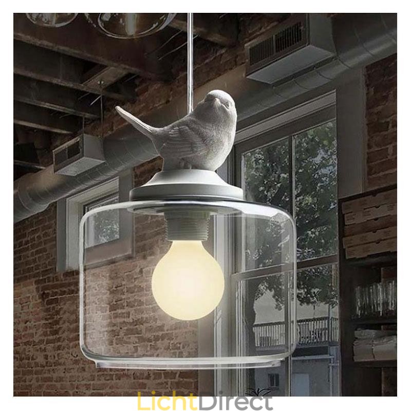 Retro Stijl Glazen Hanglamp Kleine Vogel Decoratieve Verlichting