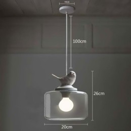 Retro Stijl Glazen Hanglamp Kleine Vogel Decoratieve Verlichting
