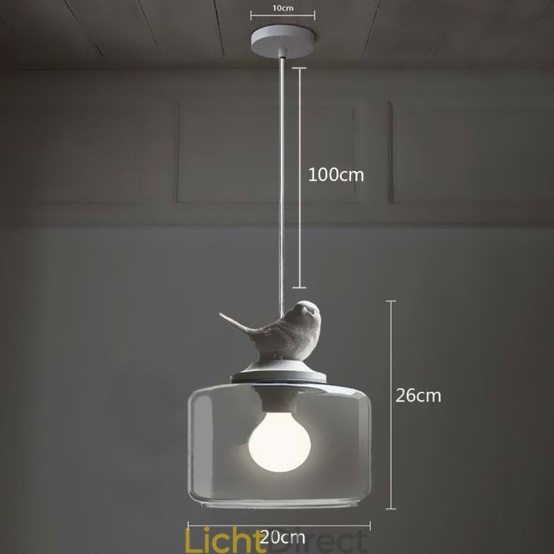 Retro Stijl Glazen Hanglamp Kleine Vogel Decoratieve Verlichting