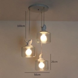 Retro Stijl Glazen Hanglamp Kleine Vogel Decoratieve Verlichting
