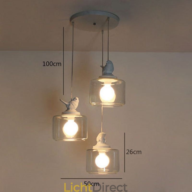 Retro Stijl Glazen Hanglamp Kleine Vogel Decoratieve Verlichting